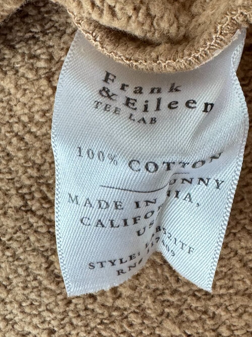 Frank & Eileen Womens S Kane Capelet Hoodie LAB521TF Camel Tan Sweatshirt - Picture 7 of 8